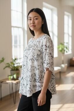 LOFT blue and white flowy foral blouse